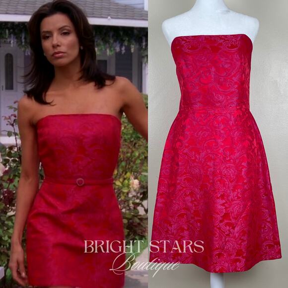 Dresses & Skirts - Rare Strapless Dress ASO Gabrielle Solis Desperate Housewives Red Pink Brocade